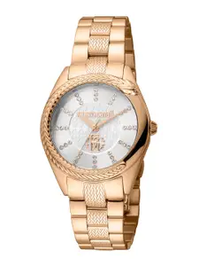 Roberto Cavalli Women Embellished Dial & Stainless Steel Bracelet Style Straps Analogue Watch RC5L038M0075