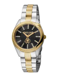 Roberto Cavalli Women Embellished Dial & Stainless Steel Bracelet Style Straps Analogue Watch RC5L038M0095