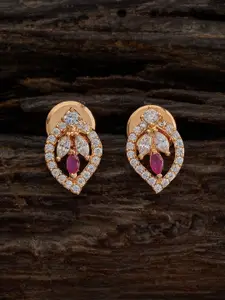 Kushal's Fashion Jewellery Gold-Plated Cubic Zirconia Studded Contemporary Studs Earrings