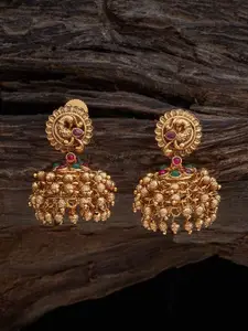 Kushal's Fashion Jewellery Gold-Plated Dome Shaped Jhumkas Earrings