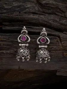 Kushal's Fashion Jewellery Rhodium-Plated 92.5 Pure Silver CZ Stone Studded Drop Earrings