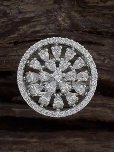 Kushal's Fashion Jewellery Rhodium-Plated Cubic Zirconia-Studded Finger Ring