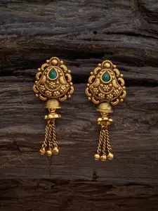Kushal's Fashion Jewellery Embellished Bridal 92.5 Silver Gold-Plated Contemporary Studs