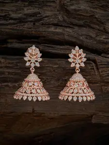 Kushal's Fashion Jewellery Rose Gold-Embellished Bridal Zircon Teardrop  Drop Earrings