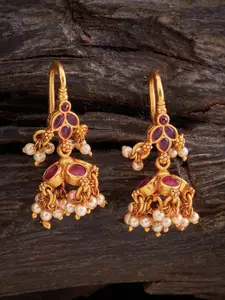 Kushal's Fashion Jewellery Embellished Bridal Gold-Plated 92.5 Silver Dome Drop Earrings