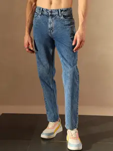 DENNISON Men Smart Relaxed Fit Low Distress Heavy Fade Acid Wash Jeans