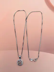 ABDESIGNS 925 Sterling Silver Artificial Stones Studded  Silver-Plated Necklace