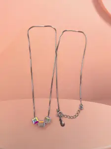 ABDESIGNS 925 Sterling Silver Artificial Stones Studded Silver-Plated Necklace