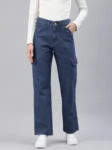 ADBUCKS Women Wide Leg High-Rise Jeans
