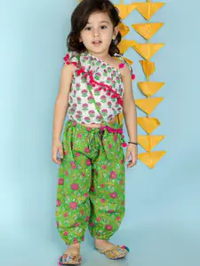 KID1 Girls Floral Printed One Shoulder Pure Cotton Top with Pyjamas