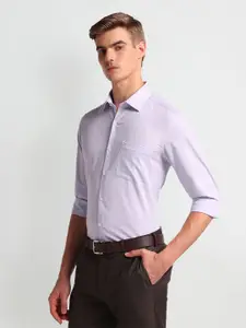 Arrow Men Slim Fit Micro Checks Opaque Striped Formal Shirt