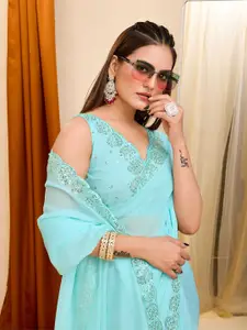 HERE&NOW Embellished Sequinned Organza Saree