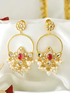 Voylla Gold-Plated Kundan Studded Chandbalis