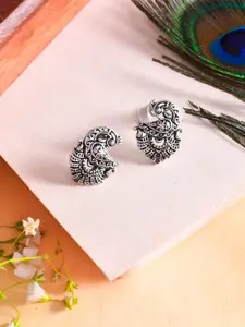 Voylla Silver-Plated Contemporary Shaped Studs Earrings