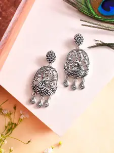 Voylla Silver-Plated Contemporary Drop Earrings