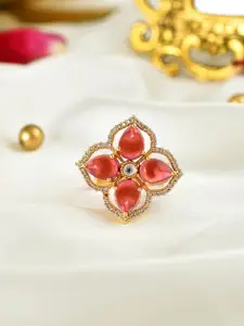 Voylla Gold-Plated Kundan Studded Finger Ring