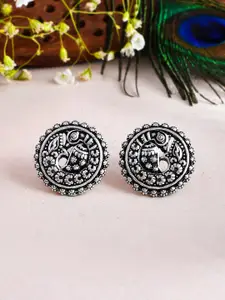 Voylla Silver-Plated Contemporary Shaped Studs Earrings