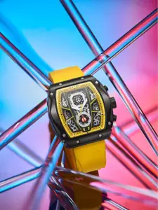 EXTRI Men Textured Dial & Silicon Straps Analogue Chronograph Watch X6053-E