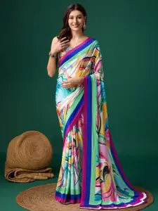 P D Silk Mills Abstract Printed Pure Georgette Saree