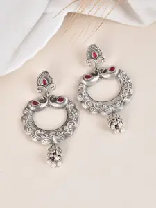 DASTOOR Silver Plated Oxidised Drop Earrings