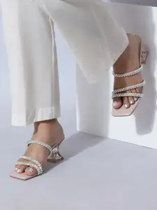 Sherrif Shoes Embellished Open Toe Block Heels