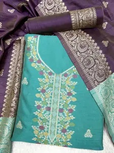 ZARIMO Ethnic Motifs Woven Design Raw Silk Unstitched Dress Material