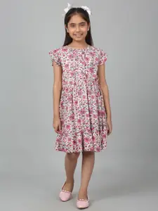 Cantabil Girls Floral Printed Fit & Flare Dress