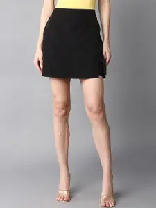 The Roadster Lifestyle Co. Black Pure Cotton Mini Skorts