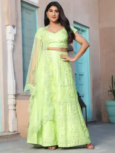 Rujave Embellished Thread Work Semi-Stitched Lehenga & Unstitched Blouse With Dupatta