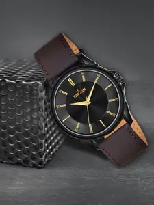 WROGN Men Leather Bracelet Style Straps Analogue Watch HOBWRG-24-0439