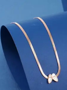 Ramdev Art Fashion Jwellery Butterfly Shape Brass Rose Gold-Plated Necklace