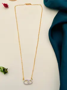 DressBerry Gold-Plated American Diamond-Studded Brass Gold-Plated Chain With Pendant