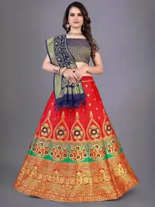 Rujave Woven Design Semi-Stitched Lehenga & Unstitched Blouse With Dupatta