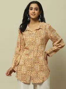 Rangriti Shirt Collar Floral Print Shirt Style Top