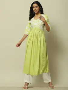 Rangriti V Neck Three Quarter Sleeves Kurta