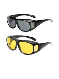 TEEMOODS Men Pack of 2 Oversized Sunglasses with UV Protected Lens TM-C-1917YEL