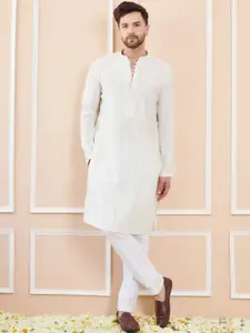 See Designs Mandarin Collar Long Sleeves Chanderi Silk Kurta