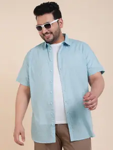 Sztori Classic Short Sleeves Spread Collar Cotton Opaque Printed Casual Shirt