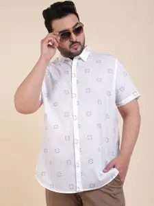 Sztori Classic Short Sleeves Spread Collar Cotton Opaque Printed Casual Shirt