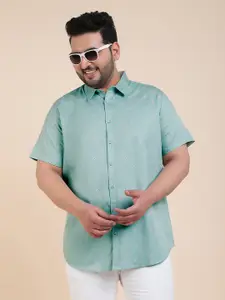 Sztori Classic Short Sleeves Spread Collar Cotton Opaque Printed Casual Shirt