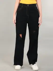 The Roadster Lifestyle Co. Women Black Low Distress Cotton Straight No Fade Jeans