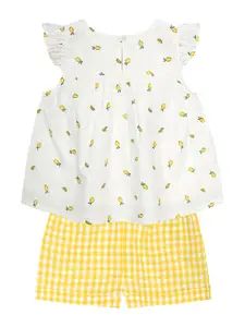 Budding Bees Girls Printed Pure Cotton Top With Shorts
