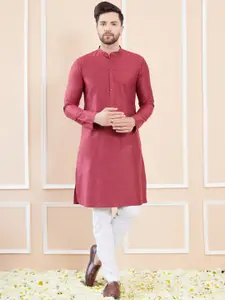 See Designs Mandarin Collar Long Sleeves Pure Cotton Straight Kurta With Pyjamas
