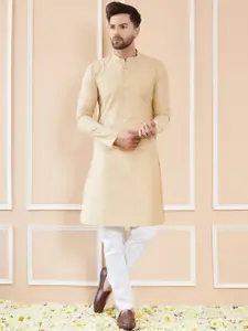 See Designs Mandarin Collar Long Sleeves Pure Cotton Straight Kurta With Pyjamas