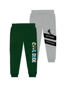 BAESD Boys Pack Of 2 Typography Printed Cotton Mid Rise Joggers