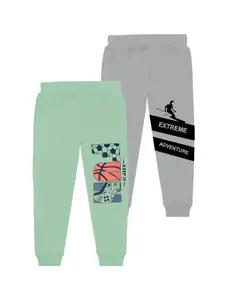 BAESD Boys Pack Of 2 Printed Cotton Mid Rise Joggers