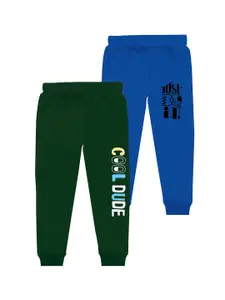 BAESD Boys Pack Of 2 Typography Printed Cotton Joggers