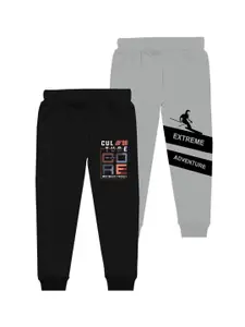 BAESD Boys Pack Of 2 Mid-Rise Typography Printed Cotton Joggers