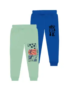 BAESD Boys Pack Of 2 Graphic Printed Cotton Mid Rise Joggers