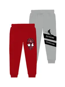 BAESD Boys Pack Of 2 Mid-Rise Typography Printed Cotton Joggers